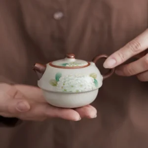 Ceramics One Pot Handmade Teapot Portable Ru Kiln Tea Set One Cup Outdoor Travel Chinese Kung Fu Tea Set Vintage