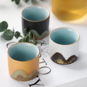 Ceramic tea cup, Chinese tea cup, small sake cup, Kung Fu tea set, retro style, hand-painted pattern, small tea cup